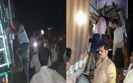 Unnao -सड़क का भयानक हादसा: दो ट्रक कंटेनर की भिड़ंत, एक चालक की मौत, दूसरा गंभीर