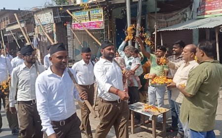 RSS unnao शताब्दी वर्ष के उपलक्ष्य में स्वयं सेवकों का भव्य स्वागत
