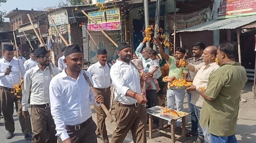 RSS unnao शताब्दी वर्ष के उपलक्ष्य में स्वयं सेवकों का भव्य स्वागत