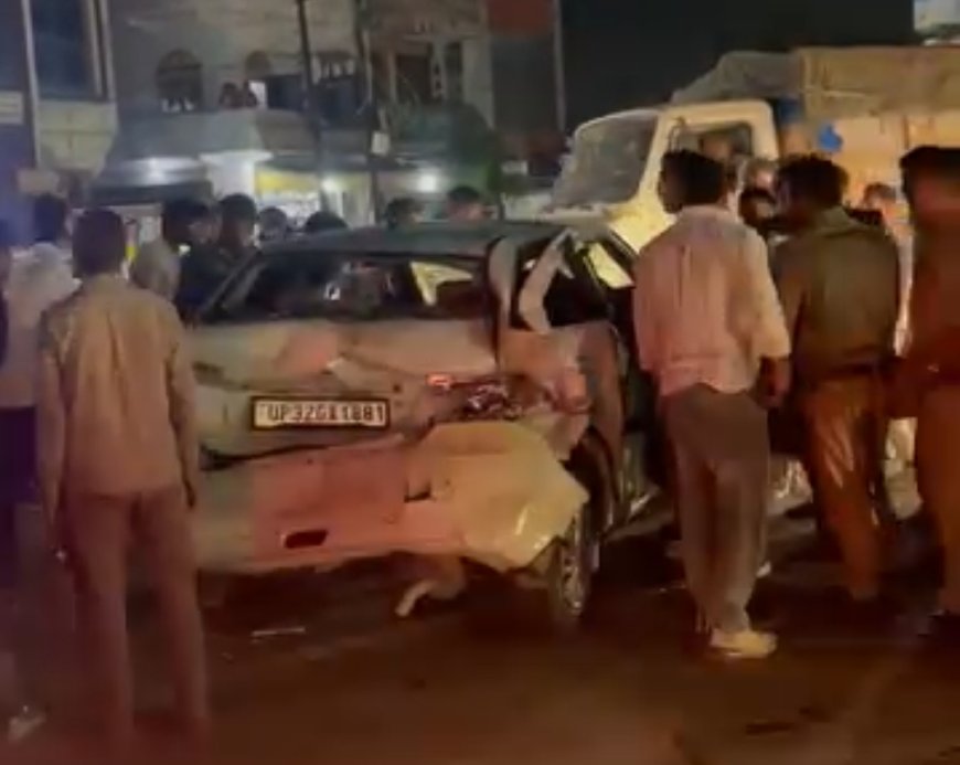 Unnao accident कार सवार युवक को डंपर ने कुचला मौत