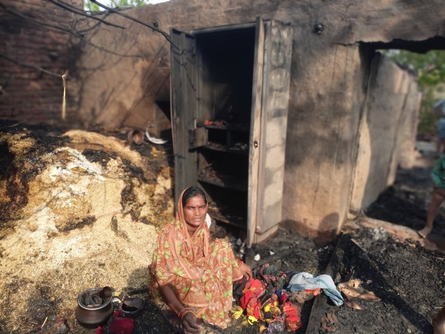 Unnao fire तूफान मे आग ने सात घरों को जलाया